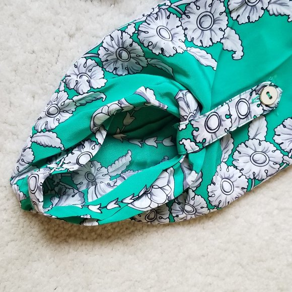 Yoana Baraschi silk dress, green white floral, 4 - Picture 12 of 14